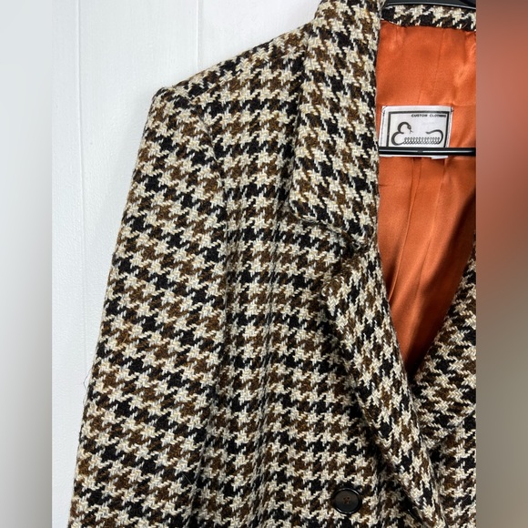 Vintage Wool Houndstooth Double Breasted Blazer Sz M - Picture 10 of 13
